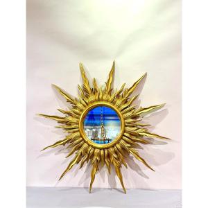 Vintage 1970s Giltwood Sunburst Mirror.