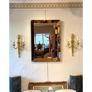 Pair Of Louis XVI Style Wall Sconces In Gilt Bronze Dating From 1920. 59 Cm High. 