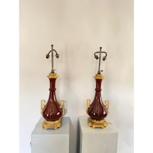 Pair Of Napoleon III Period Lamps.