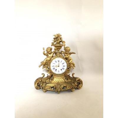 Clock 19 Th Century In Gold Plate.