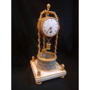 18th Century Well Clock In Marble And Bronze Louis XVI Period