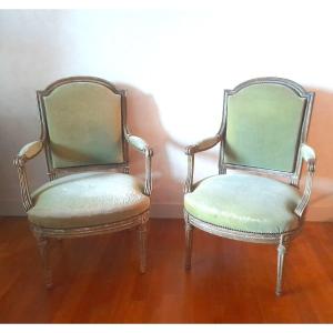 Pair Of Armchairs Stamped Henri Jacob Louis XVI 16 Period 18th Century 18th