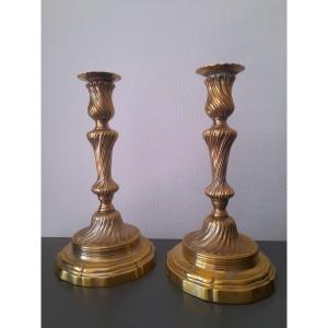 Pair Of King Model Candlesticks, Louis XV Period, 18th Century
