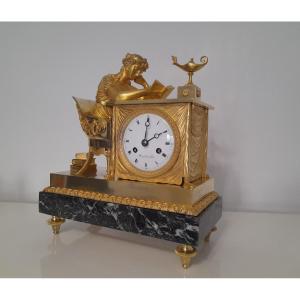 Gilt Bronze Reading Clock, Empire Period, Early 19th Century