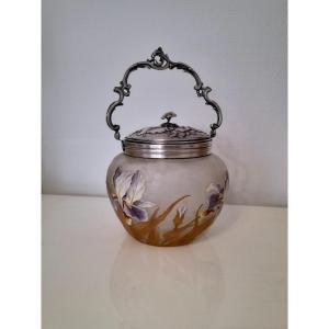 Victor Saglier Candy Box Biscuit Bucket In Art Nouveau Glass Paste