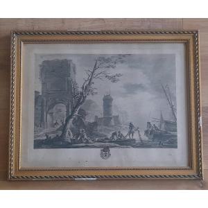 Copper Engraving Burin Architectural Whim Triumphal Arch Print 18th 18th Century Ruins
