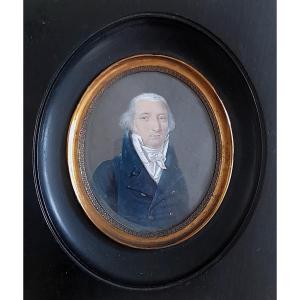 Miniature Portrait Of A Man Of Quality In A Frock Coat, Directoire Empire Period 
