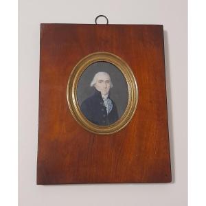Miniature Portrait Of A Man With A Quality Wig, Louis XVI Period, 16th Century, 18th Century