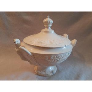 Eastern Empire Period Soup Tureen - Longwy / Lorraine Manufacture Imperial Eagle Early 19th-19th Century