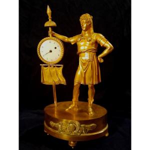 Empire/restoration Period Gilt Bronze Cock-hand Clock 