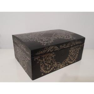 Louis XIV/18th Century Marquetry Box In Boulle Marquetry, Silver And Ebony.