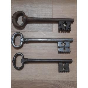 Large Antique Wrought Iron Key, Sold Individually Or In Sets, Folk Art Style, Lock