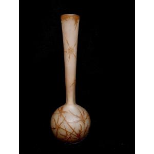 Soliflore Vase In Acid-etched Glass By Richard Burgsthal, Art Nouveau Period, Multi-layered