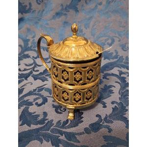 Solid Silver Mustard Pot, Louis XVI Period, 16 Hallmarks Of The Farmers General, 18th Century 