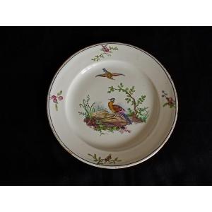 Assiette Faience Manufacture De Sceaux Epoque 18 XVIIIeme Siècle Décor Oiseaux Et Volatiles