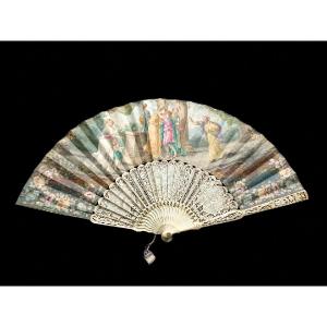 Ivory Fan From The Louis XVI Period 16 Retour De Télémaque Odyssée 18th XVIII Century