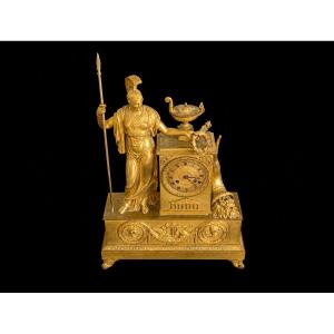 Restoration Period Clock Minerve Athena Gilt Bronze XIX 19eme Siecle