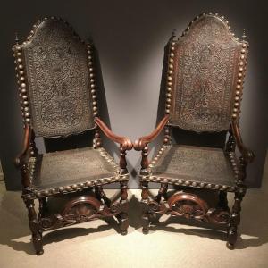 Louis XIII Louis XIV Transition Style Armchairs