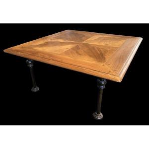 Old Walnut Parquet Panel Reassembled As A Coffee Table