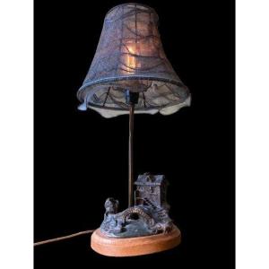 Bronze "house On The River" Mounted As A Lamp