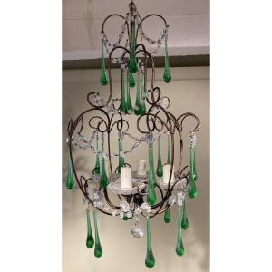 Green Drop-shaped Tassel Chandelier