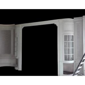 Louis XVI Style Alcove With Arched Checkered Doors