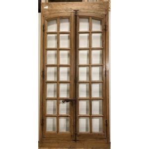 Pair Of Oak And Walnut Windows With Small Woods