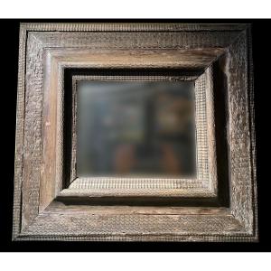 Mirror With Guilloché Wood Frame