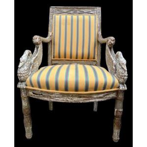 Empire Style Armchair With Swan Armrests