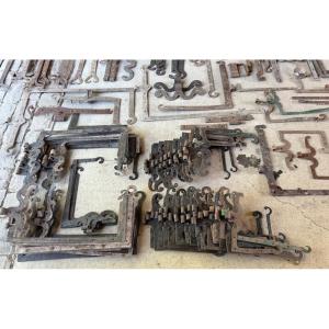 Antique Ironwork 18th Century  - Hinges With Frames For Windows, Shutters, Doors