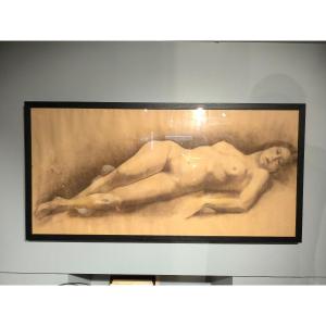 Important Nude In Pencil And Charcoal 20th Century