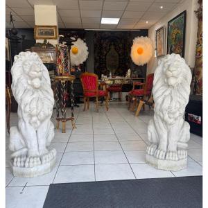 Pair Of Marble Lions