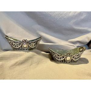 Pair Of Louis XV Stule Planters Or Baskets In Silver 800/1000 Germany Late 19th XIXth