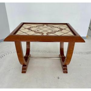 Living Room Table 1930 1940 Art Deco Signed Jpb Rectangular White Lacquered Top 