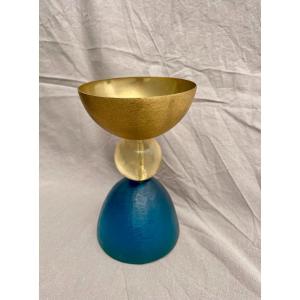 Migeon & Migeon Grail Chalice Cup Resin And Gold Metal Circa 1980 Signed 15.5 Cm Dim 10cm