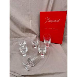 Baccarat Series (1) 6 Stemmed Water Glasses Diabolo Model 70s 80s Design Roberto Sambonet