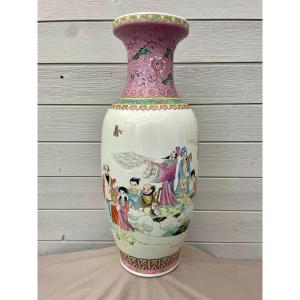 Baluster Vase China Porcelain Jingdezhen Famille Rose Style Qianlong 乾隆帝 Kien-long 20th 62cm 