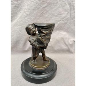 Bronze Living Room Pyrogen Child With Seven-league Boot 19th Century Napoleon III Second Empire 