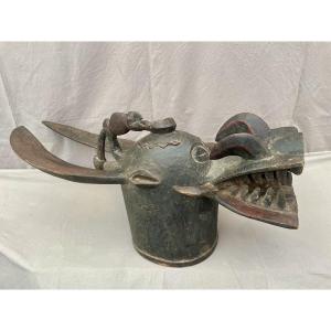 Fire-breathing Helmet Mask Senufo People Ivory Coast Wood H. 80 Cm African Art 