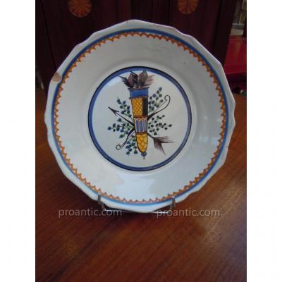 Plate Faience Polychrome De Nevers Eighteenth Decor Quiver And Arrows