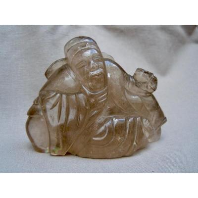China Early Twentieth Wise Or Immortal Group In Smoky Rock Crystal End Qing Dynasty 1644-1912