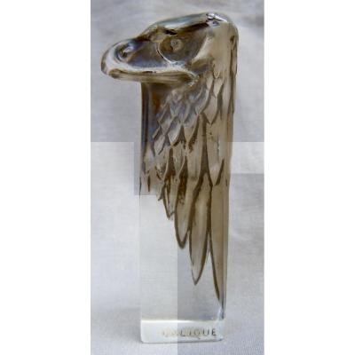 René Lalique 1860-1945 Seal Eagle Head Seal 1911 Patinated Glass Black Engraved Coat Of Arms Coat Of Arms