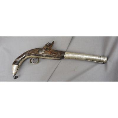Pommel Pistol With Flint North Africa Morocco Algeria Tunisia Money Repoussé XIXth Maghreb