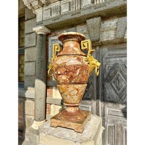 Important Vase In Marble And Gilt Bronze, 19th Century