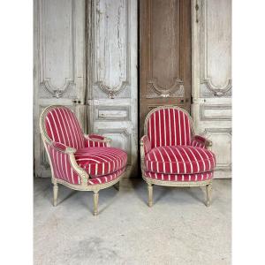 Pair Of Louis XVI Style Bergère Armchairs