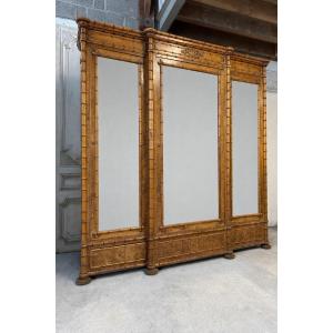 Faux Bamboo Style Mirrored Wardrobe Circa 1880