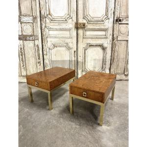Pair Of Bedside Tables Forming Side Tables By Guy Lefèvre For Maison Jansen Circa 1970