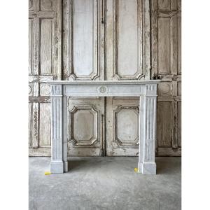 Louis XVI Style Fireplace In White Carrara Marble Circa 1890