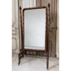 Faux Bamboo Cheval Mirror, Circa 1900