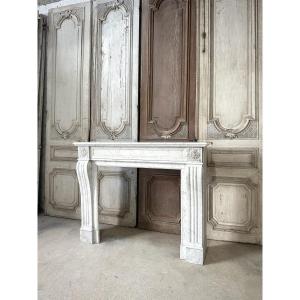 Louis XVI Style White Carrara Marble Fireplace, Late 19th Century